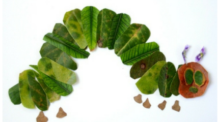 Очень голодная гусеница: поделка из листьев по мотивам знаменитой книги Эрика Карла