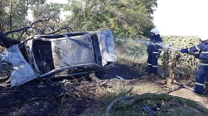 На Николаевщине загорелся автомобиль в результате ДТП