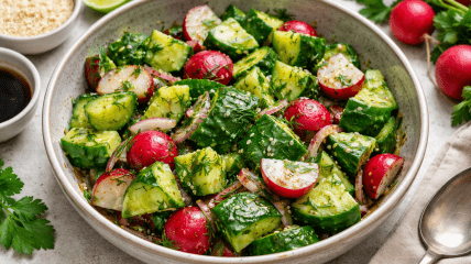 Хрумкий салат з "битих" огірків і редиски