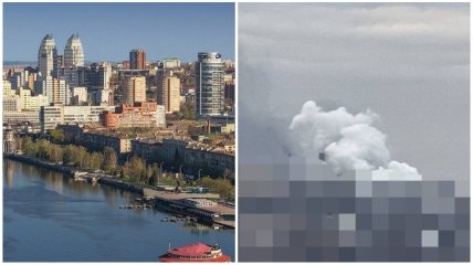Над містом піднімається стовп диму