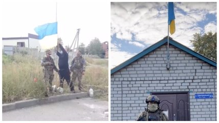 На освобожденных территориях Харьковщины вновь реет украинский флаг