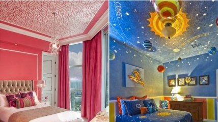 Потрясающее оформление потолков для детской комнаты (Фото)