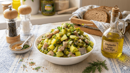 Салат з оселедця, картоплі та солоних огірків