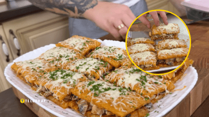 Запечена картопля з начинкою з м'яса та грибів