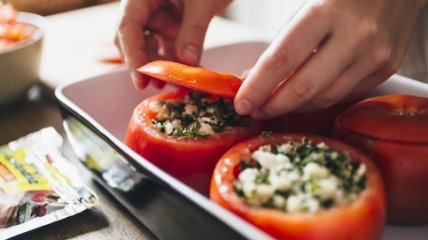 Помидоры, запеченные со стручковой фасолью