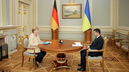 Зеленский на встрече с Меркель 22 августа