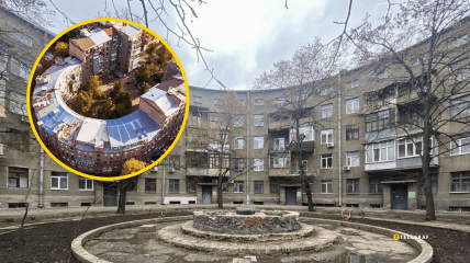 Дом бывшего ДСК "Коммунар" в виде подковы