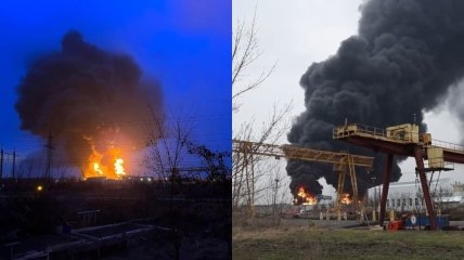 Белгородские власти заявляют, что пожар случился из-за обстрела украинскими вертолетами