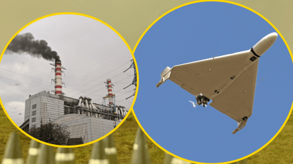 Обстрел "Шахедами" Трипольской ТЭС