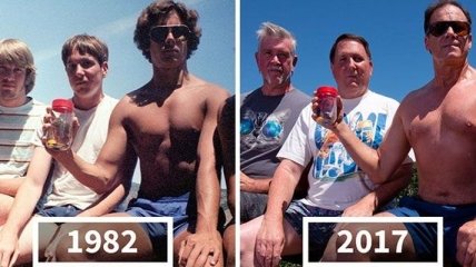 Сквозь время: парни повторяют одну и ту же фотографию больше 30 лет