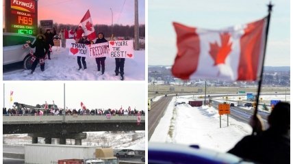 Акция протеста дальнобойщиков в Канаде проходит под лозунгом Freedom Convoy