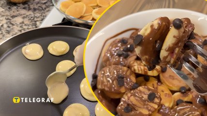 Мини-панкейки с бананом и клубникой