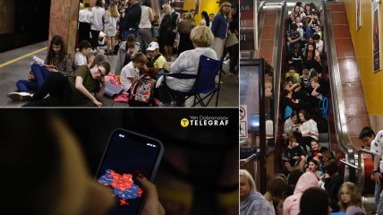 Люди під час повітряної тривоги у метро в Києві, 29 травня 2023 року