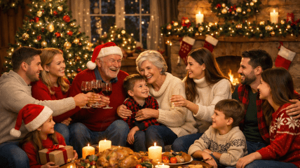 Семья за праздничным столом