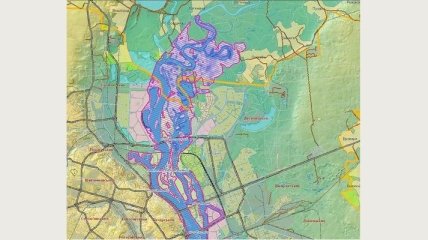 Карта возможных затоплений Киева