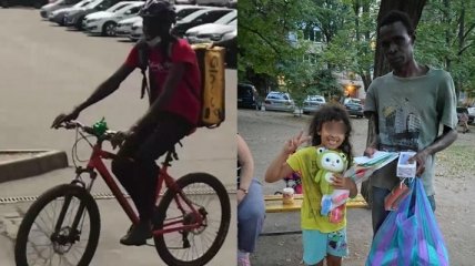 Без подвоха: харьковчане скинулись на помощь афроукраинцу, развозившему еду на велосипеде дочери (фото, видео)