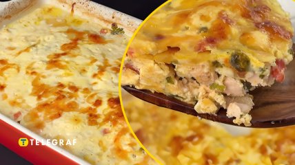 Мясная запеканка с сыром