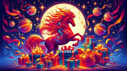 Открытка на год Огненной Лошади