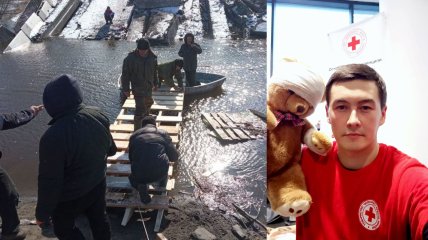 Андрій Сологуб разом з іншими волонтерами працював на  спорудженні переправи через річку Ірпінь