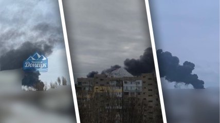 В окупованій Макіївці пролунали потужні вибухи: приліт спіймала нафтобаза і не тільки (відео)
