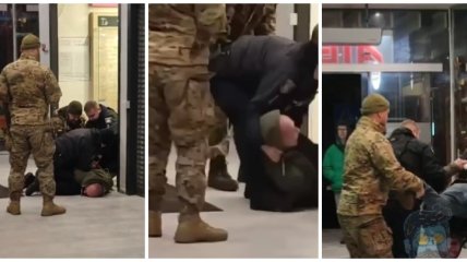 Військові та патрульні винесли чоловіка з магазину за руки та ноги