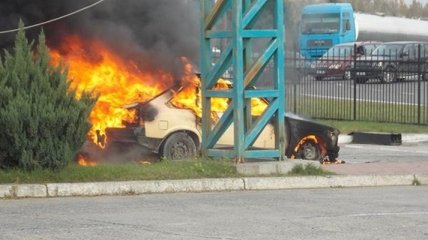 На КПП у границы с Польшей сгорело авто (Видео)