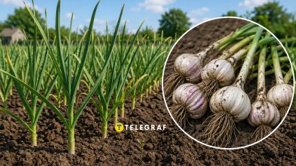 Озимий часник на грядці