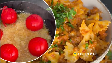 Макароны с фаршем и томатами