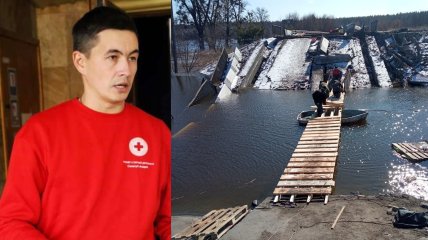 Андрій Сологуб разом з іншими волонтерами спорудили дерев'яну переправу  і  евакуювали десятки тисяч людей