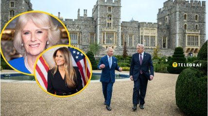 Король Чарльз, королева Камилла, Мелания и Дональд Трамп