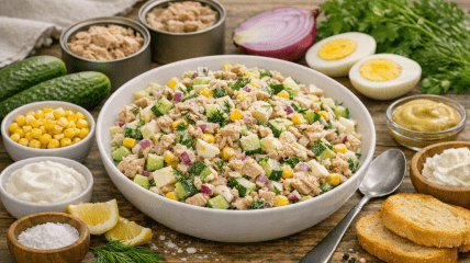 Салат с тунцом и огурцом