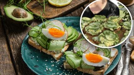 Відмінні бутерброди з яйцями та зеленню