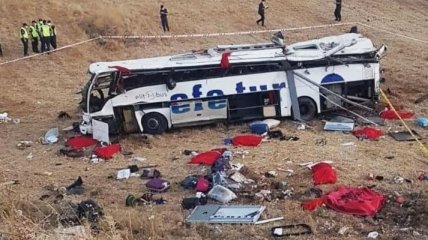 В Турции перевернулся пассажирский автобус: 14 погибших, 18 пострадавших (фото, видео)