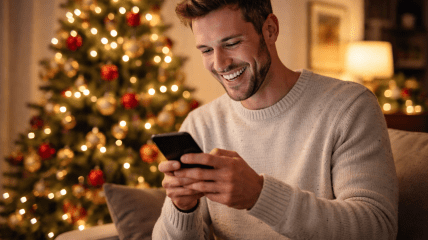 Мужчина отправляет сообщение