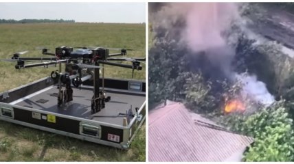 Поліпшений дрон R-18 підриває ворожу техніку