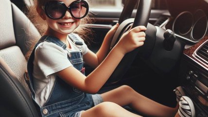 Ребенок за рулем, фотография создана искусственным интеллектом