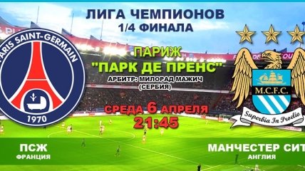 Лига чемпионов. ПСЖ - "Манчестер Сити": онлайн матча
