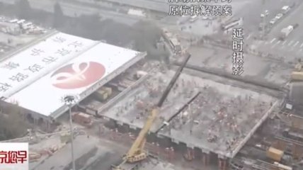 Китайцы демонтируют и строят мост на скорость (Видео)