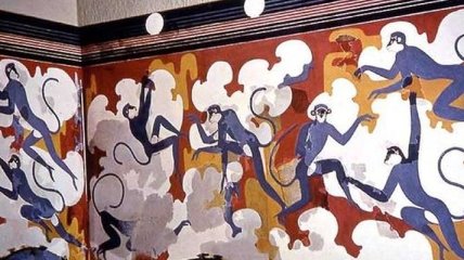На греческой фреске минойской эпохи ученые опознали живущих в Индии обезьян