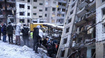 Разрушенная многоэтажка в Киеве