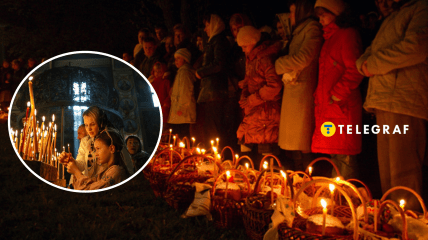 Украинцы на Пасху в церкви