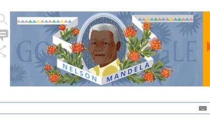Google посвятил свой doodle 96-летию с дня рождения Нельсона Манделы