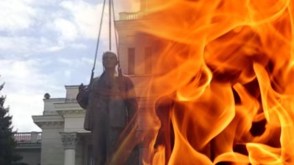 Памятник Ленину пытались сжечь