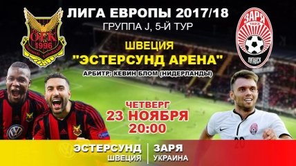 "Эстерсунд" 2:0 "Заря": события матча