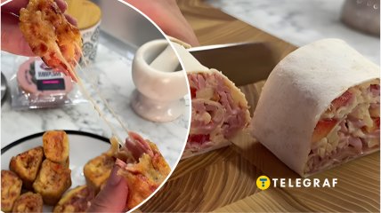 Закуска з лаваша з ковбасою