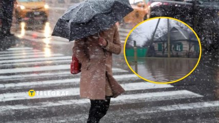 Сніг з дощем, підтоплення