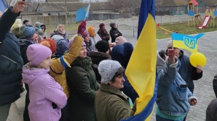 Митинг в Бережанке, Херсонская область