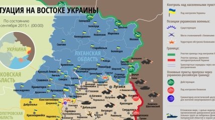 Карта АТО на востоке Украины (29 сентября)