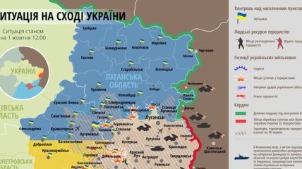 Карта АТО на Востоке Украины (1 октября)
