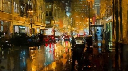 Яркие места ночного города в масляной живописи известного художника (Фото) 